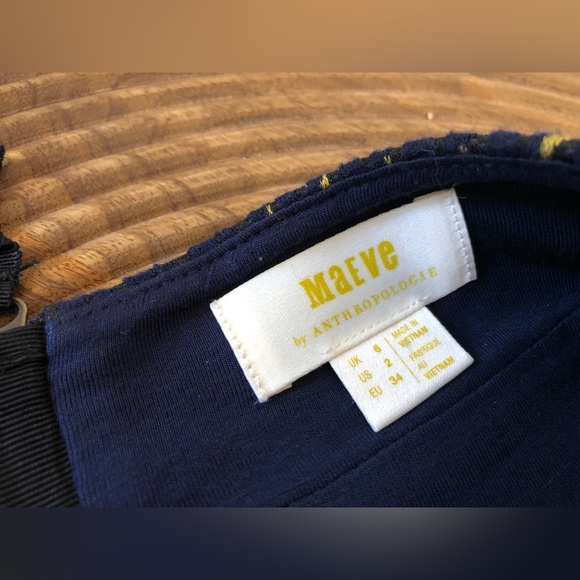 Anthropologie Maeve Hannon Textured Stretch Sweater Pencil Skirt Navy Blue - Picture 7 of 9